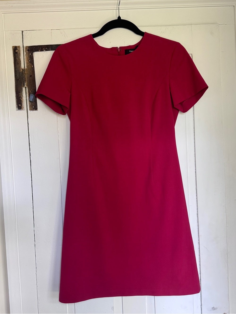 Theory Jatinn Traceable Wool Sheath Dress Size 2 Bright Crimson Mini